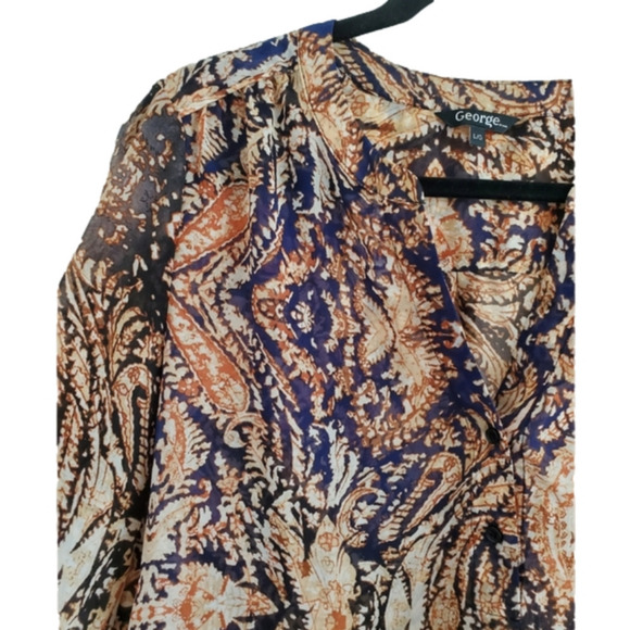 2/$35 Sale Semi Sheer Flowy Blouse 3/4 sleeves Sz L - Picture 2 of 11